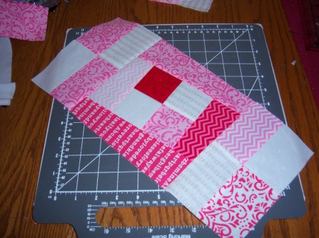 Surrounded by Love by Deb Strain Moda Valentine Day too. Decided to design on the fly with the remaining fabric.